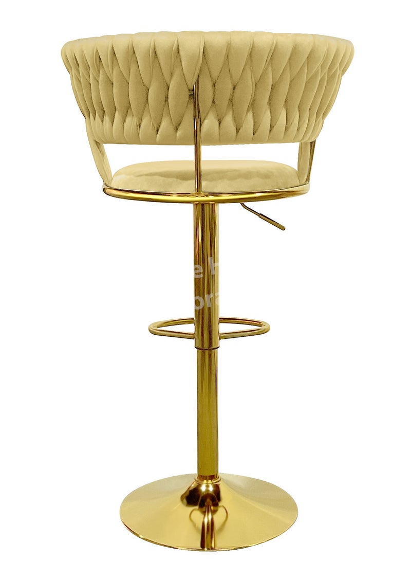 MAPLE HOME DECORATION Velvet Bar Stool Chair Metal Leg, Adjustable High Backrest 360° Upholstered Seat Kitchen Home Office Chairs  - Image 5