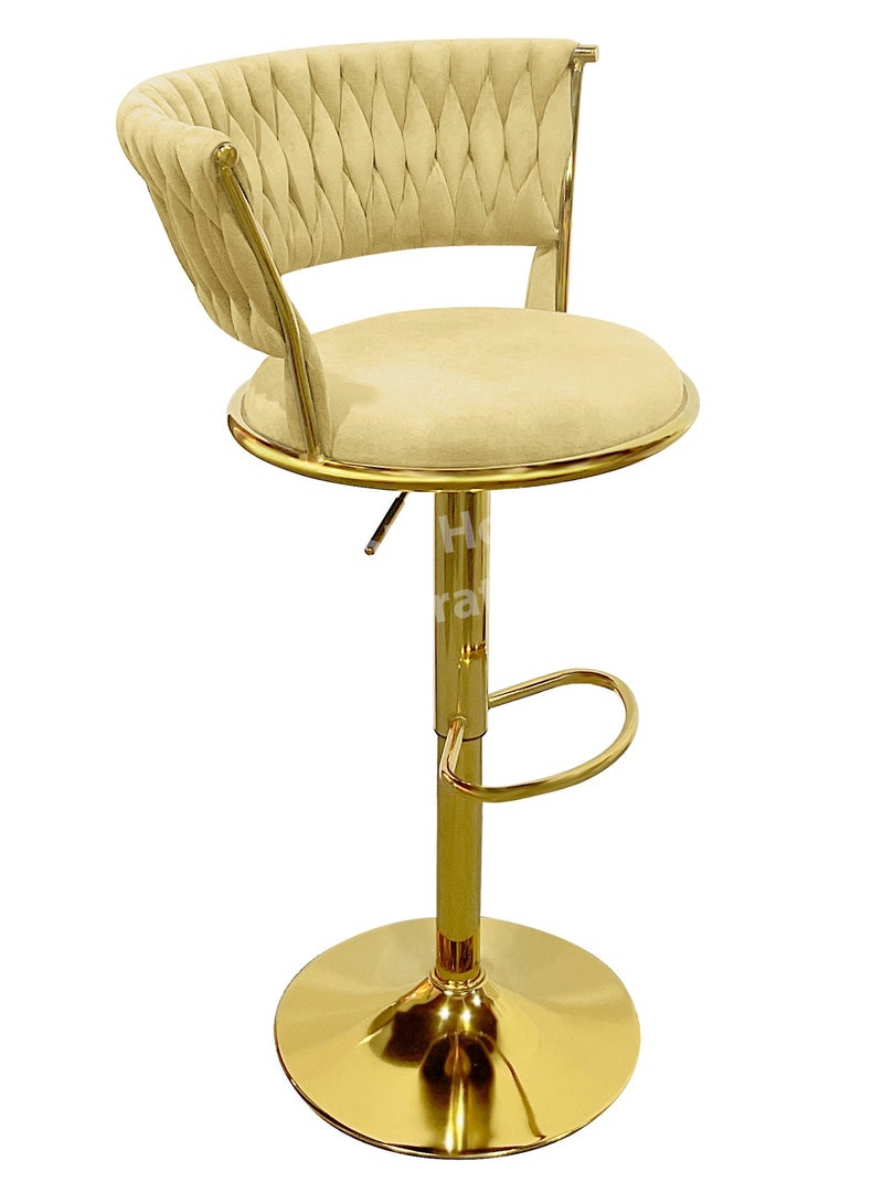 MAPLE HOME DECORATION Velvet Bar Stool Chair Metal Leg, Adjustable High Backrest 360° Upholstered Seat Kitchen Home Office Chairs  - Image 1