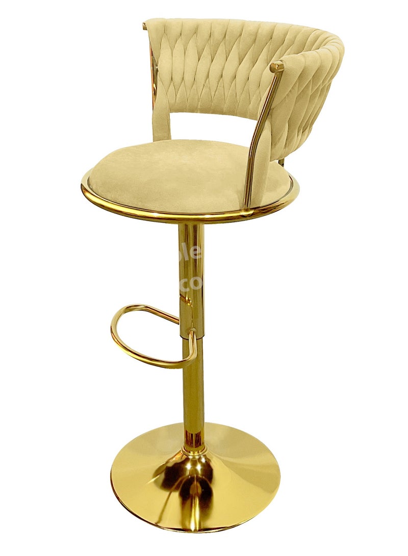 MAPLE HOME DECORATION Velvet Bar Stool Chair Metal Leg, Adjustable High Backrest 360° Upholstered Seat Kitchen Home Office Chairs  - Image 3