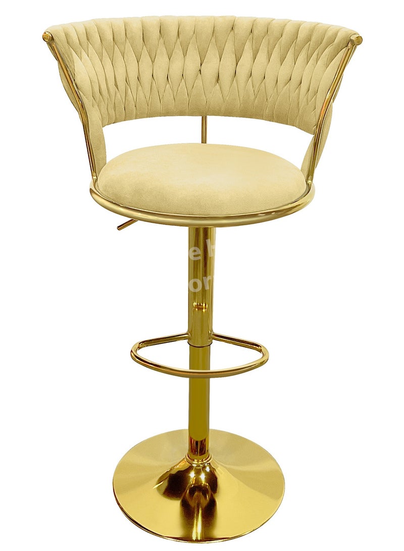 MAPLE HOME DECORATION Velvet Bar Stool Chair Metal Leg, Adjustable High Backrest 360° Upholstered Seat Kitchen Home Office Chairs  - Image 2