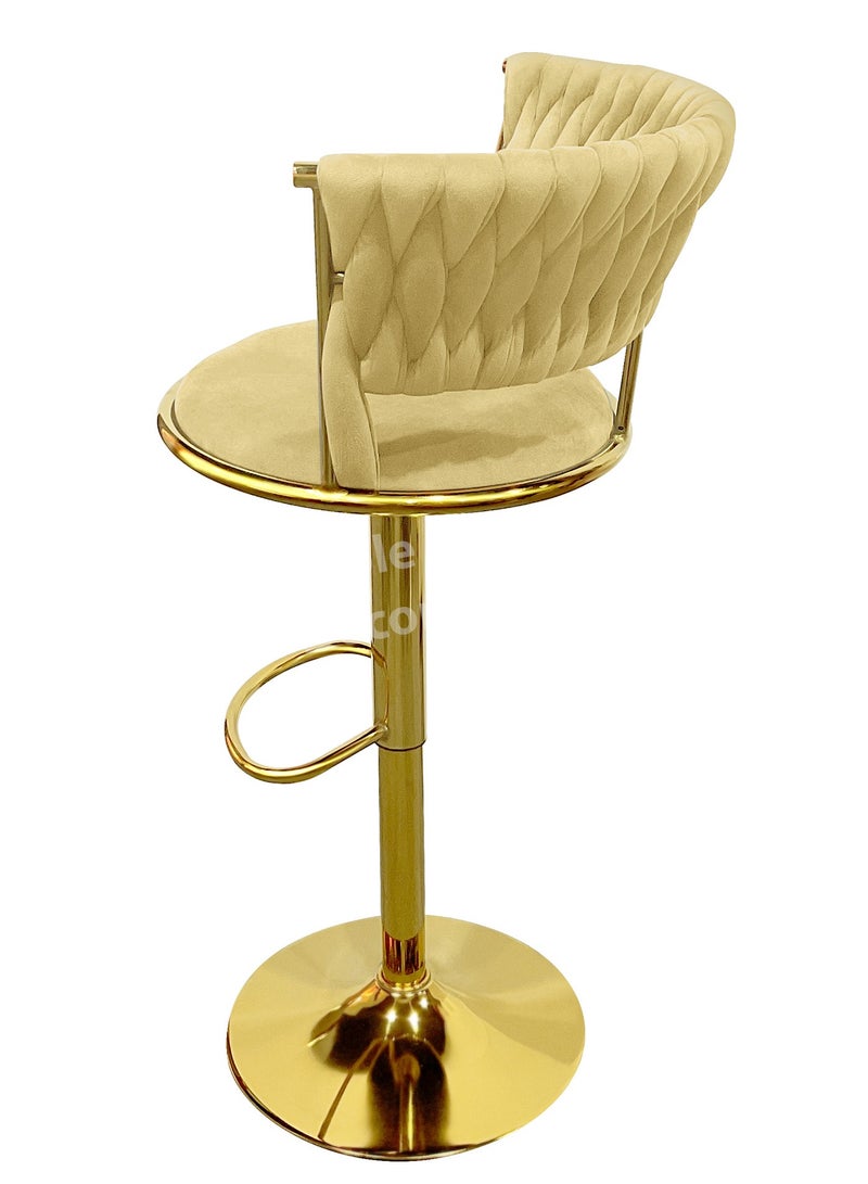 MAPLE HOME DECORATION Velvet Bar Stool Chair Metal Leg, Adjustable High Backrest 360° Upholstered Seat Kitchen Home Office Chairs  - Image 4
