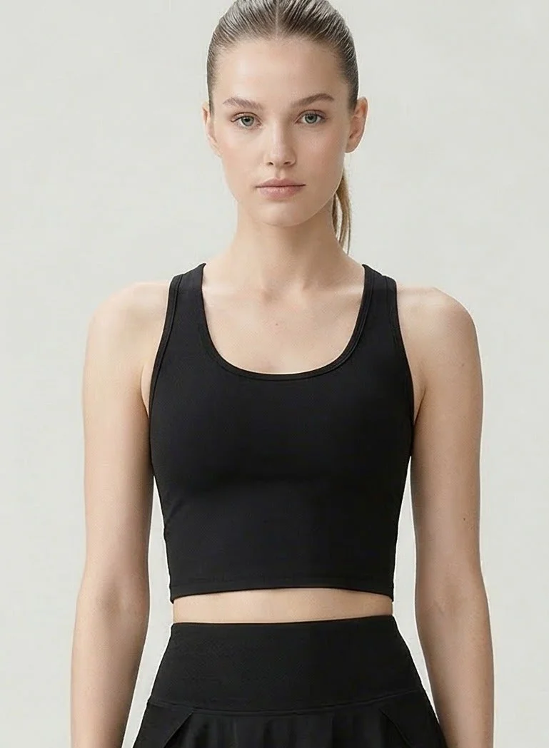 SVL Women's Sports Top with Built-in Bra with Removable Pads - Black - SVL