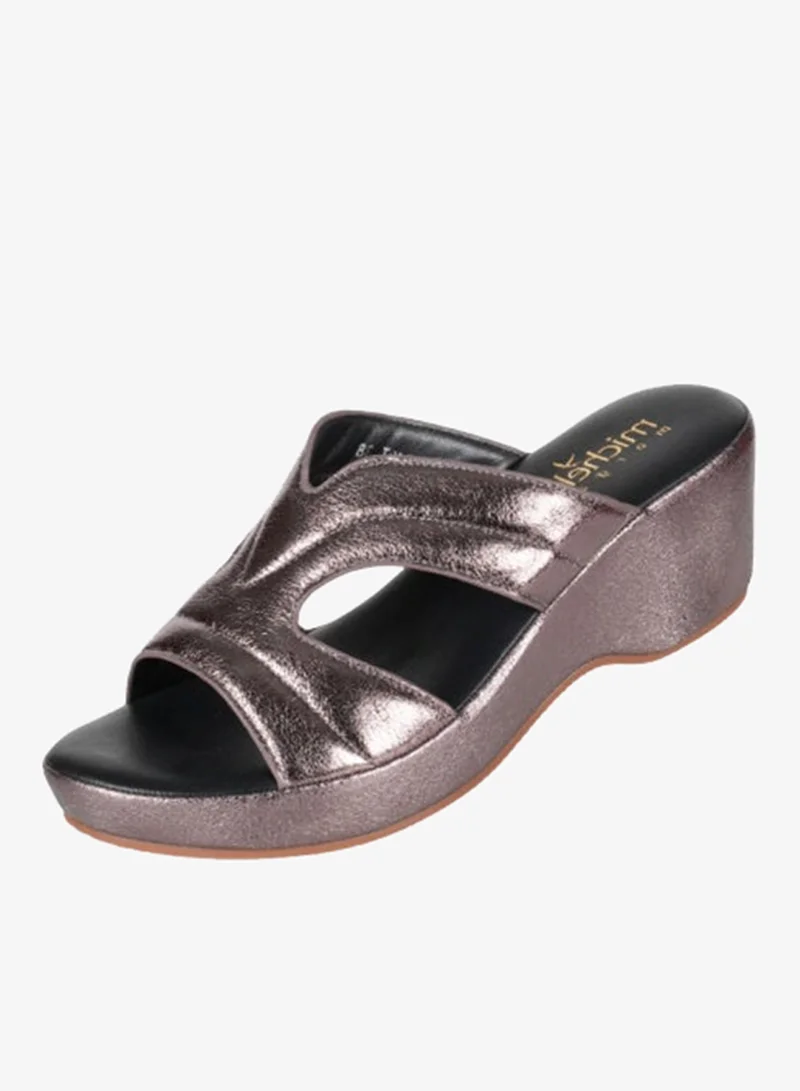 ميشيل مورجان صنادل ميشيل مورغان نسائية بكعب ويدج بلون البيوتر