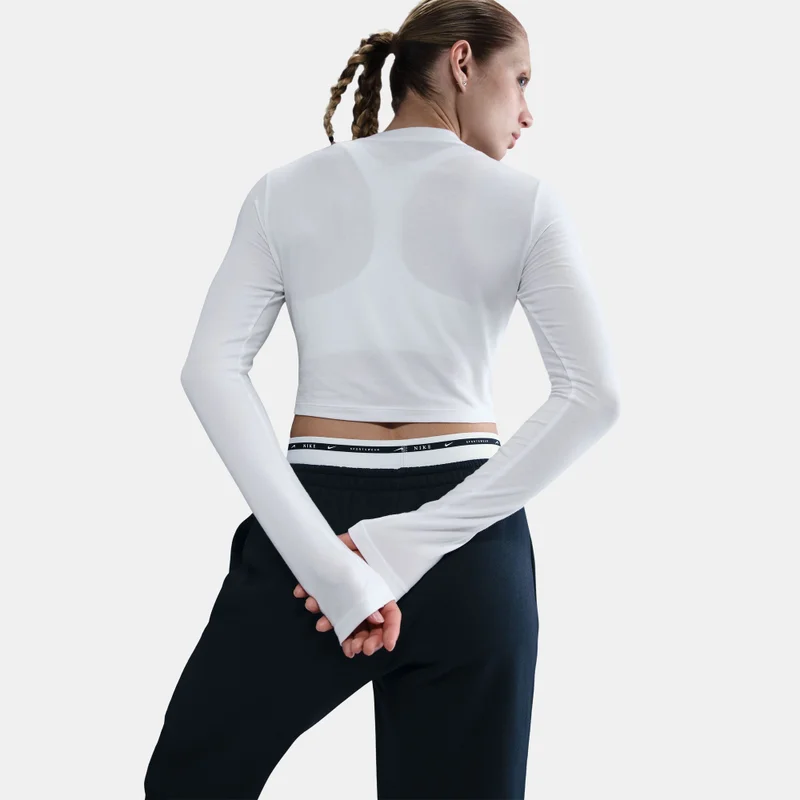 Nike White Women's Sportswear Chill Knit Crop Top for Women | Best Price UAE