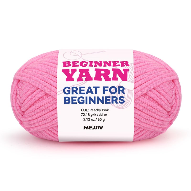HEJIN 60g Peach Yarn for Crocheting and Knitting;66m (72yds) Cotton Yarn for Beginners with Easy-to-See Stitches;Worsted-Weight Medium #4;Cotton-Nylon Blend Yarn for Beginners Crochet Kit Making - Image 1