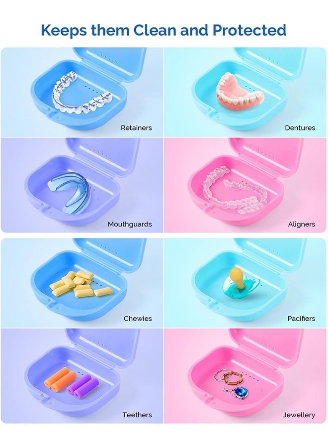 2 Pcs Orthodontic Retainer Case Retainer Case Denture Case with Ventilation Holes for Mouth Guard and Floss Keeps Dental Appliances Clean Home Travel Blue - Image 5
