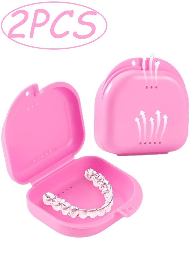 2 Pcs Orthodontic Retainer Case Retainer Case Denture Case with Ventilation Holes for Mouth Guard and Floss Keeps Dental Appliances Clean Home Travel Blue - Image 1