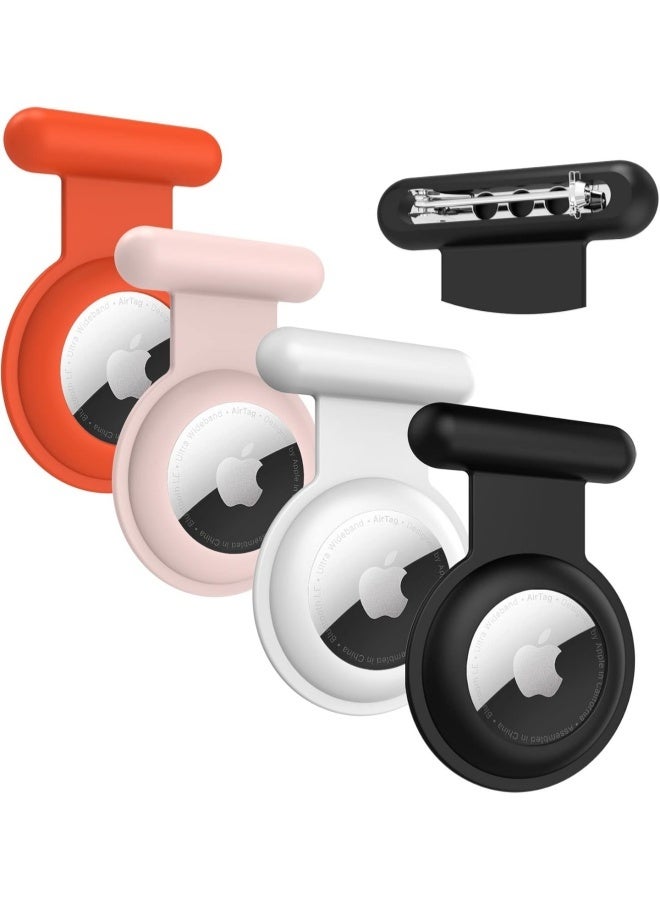 4 Pieces AirTag Holder with Safety, Hidden Wearable AirTag Case with Brooch Clip for Clothes of Kids, Teens, Elder - Image 1