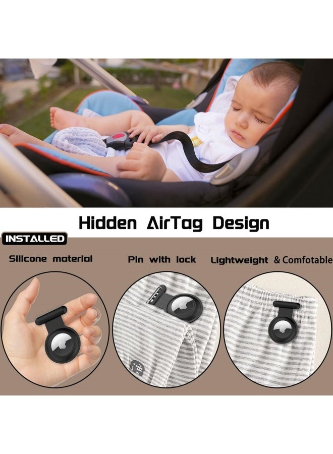 4 Pieces AirTag Holder with Safety, Hidden Wearable AirTag Case with Brooch Clip for Clothes of Kids, Teens, Elder - Image 2