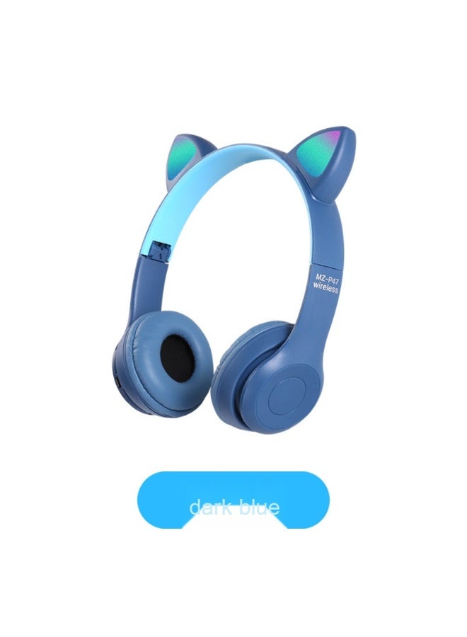 New P47M Cat Ear Wireless Bluetooth Headphones with LED Light - Stereo Over-Ear Headset - Image 2