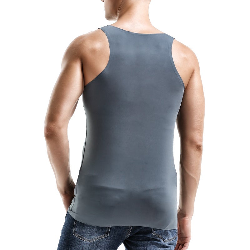 Vest Men'S Ice Silk Seamless Inner Sweat Men'S Sleeveless Underwear Pure White Sports Hurdle Summer Thin Base Shirt - Image 5