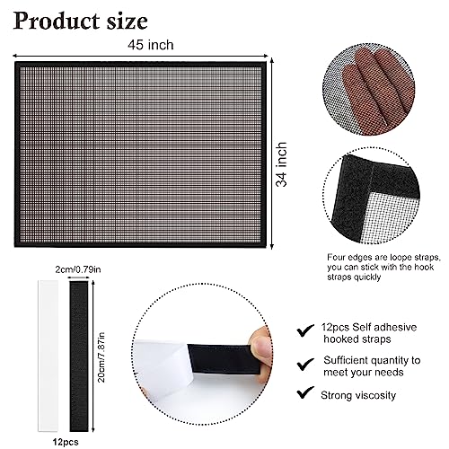Jeyeou Fireplace Screen Safe Mesh Gate Mesh Screen Child Proof Existing Fireplace Barrier Guard Net Adhesive Cover Fire Place Doors for The Living Room Indoor Toddler Baby Pets 45 34inch - Image 3