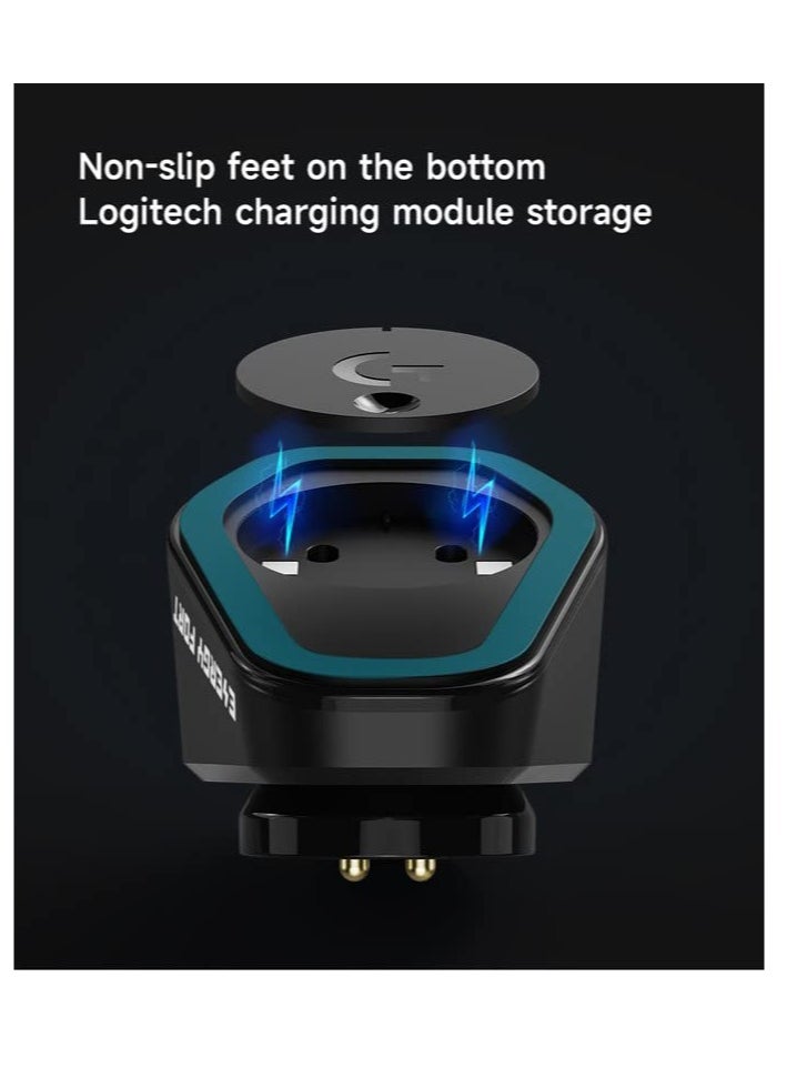 Excefore - Wireless Mouse Charging Dock, Compatible with Razer Mouse, Logitech GPRO X Superlight 2/ G502/ G502X Lightspeed, Magnetic Razer Mouse Dock for Naga pro Basilisk Ultimate, RGB Lights, 2 USB Slots - Image 1
