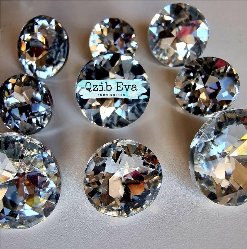 QZibeva QZIBEVA Pack 50 Crystal 20 mm Upholstery Metal Loop Rhinestone Buttons Clear Sofa Sewing Crafts Silver Code CSB013  - Image 3