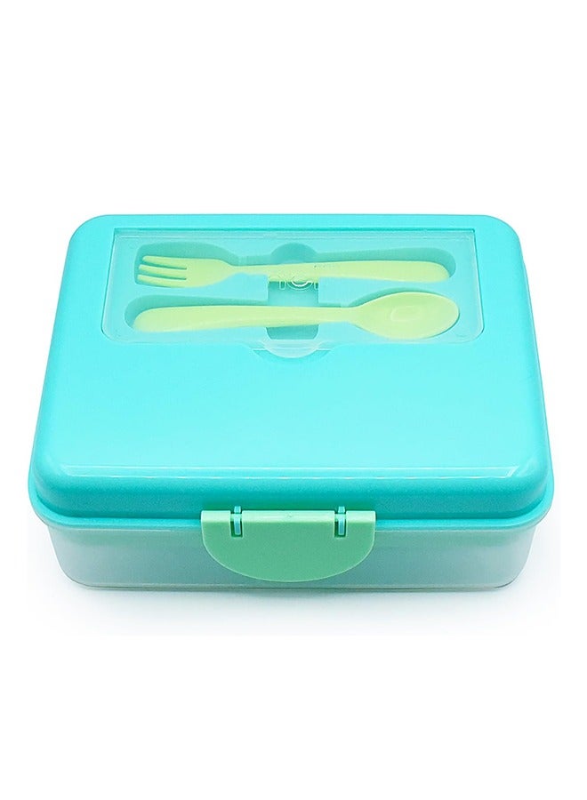 melii صندوق غداء بنتو ذو طبقتين مع أدوات | مقاوم للتسرب وخالي من BPA للبنات والأولاد | أغطية محكمة | آمن في غسالة الصحون والميكروويف، أزرق، نعناعي وليموني - Image 1