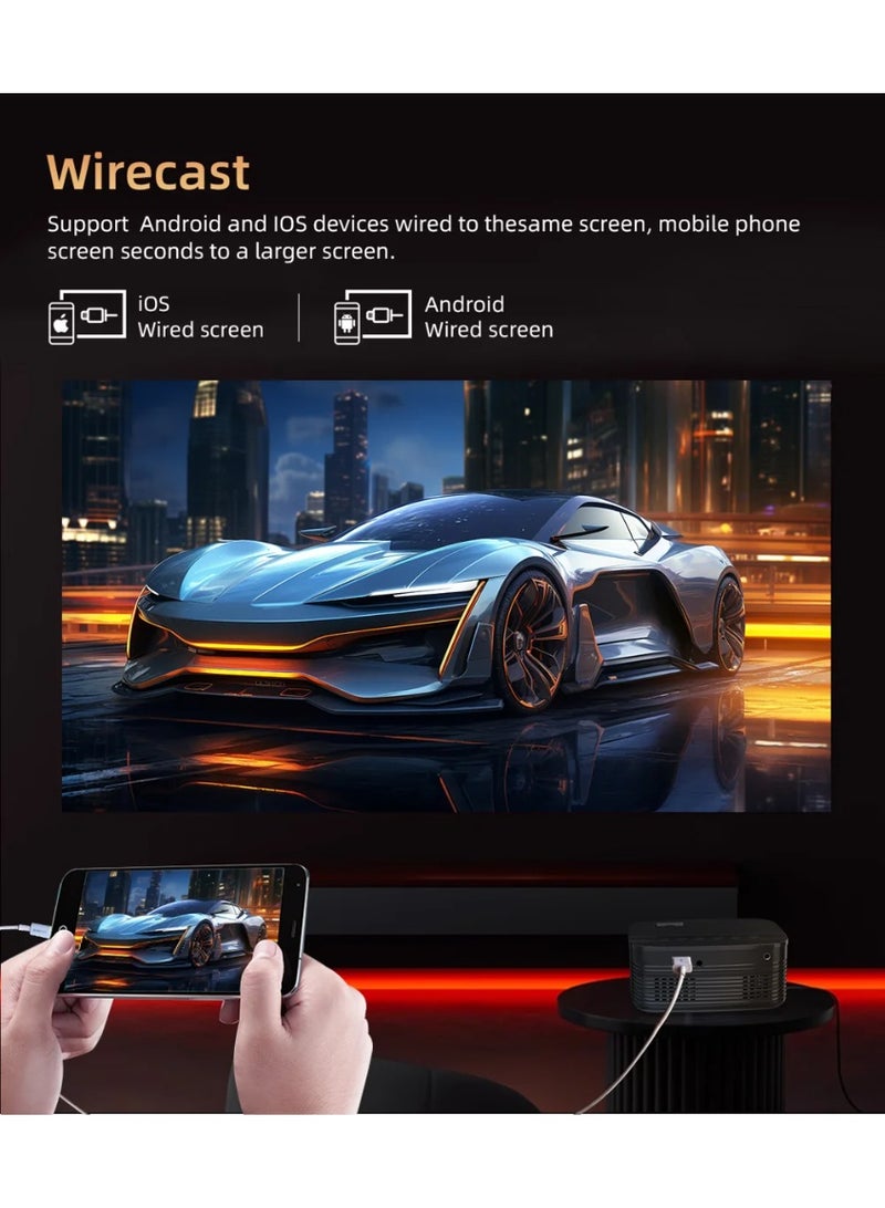 WALALLA Portable 4K Support Projector, 1080P Mini Smart TV Projector, Outdoor HD Movie Projector, Mobile Home Theater with Auto Focus, WiFi and Bluetooth Built-in Speakers Compatible With Phone/Windows/TV - Image 3