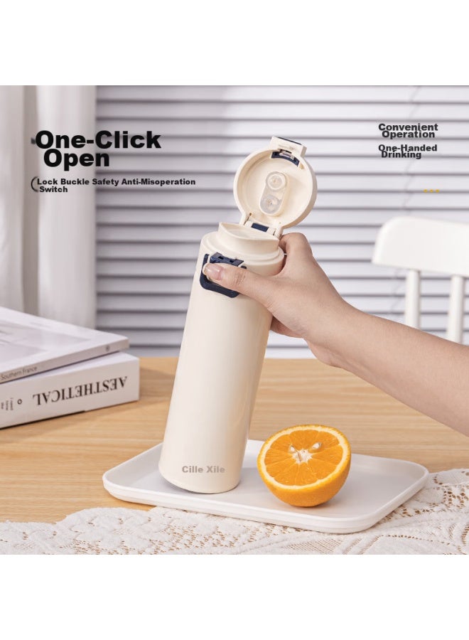 Cille Insulated Mug With 316 Stainless Steel Inner Liner, Large Capacity Straw Cup For Men And Women Students, Portable Straight-sided Cup For School And Outdoor Use, Dual-use Water Bottle - Image 3