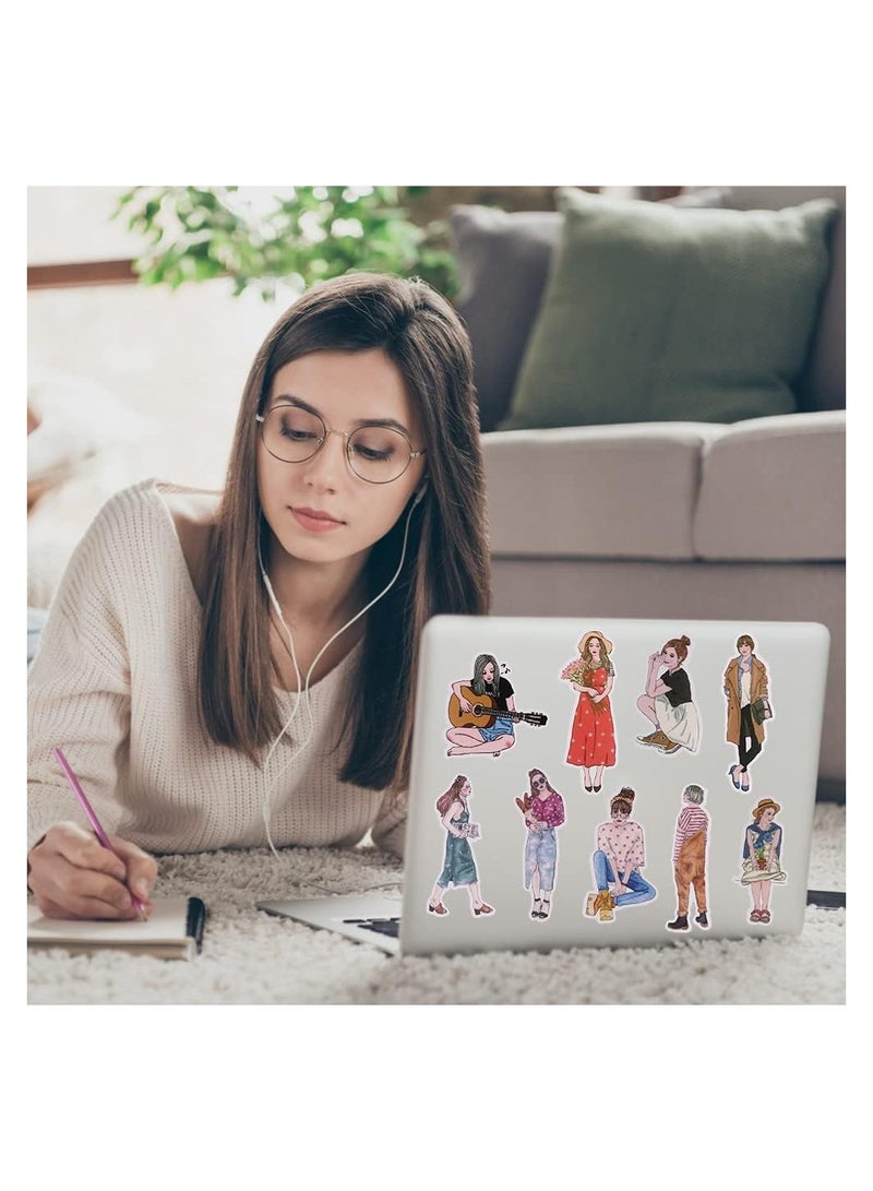 KASTWAVE Scrapbook Stickers Set, Cartoon Hand Painted Girls People Stickers, Vintage People Washi Four Seasons Girls Wear Stickers, Decoration Diary Stickers DIY Crafts Envelop, 160 Pcs - Image 3