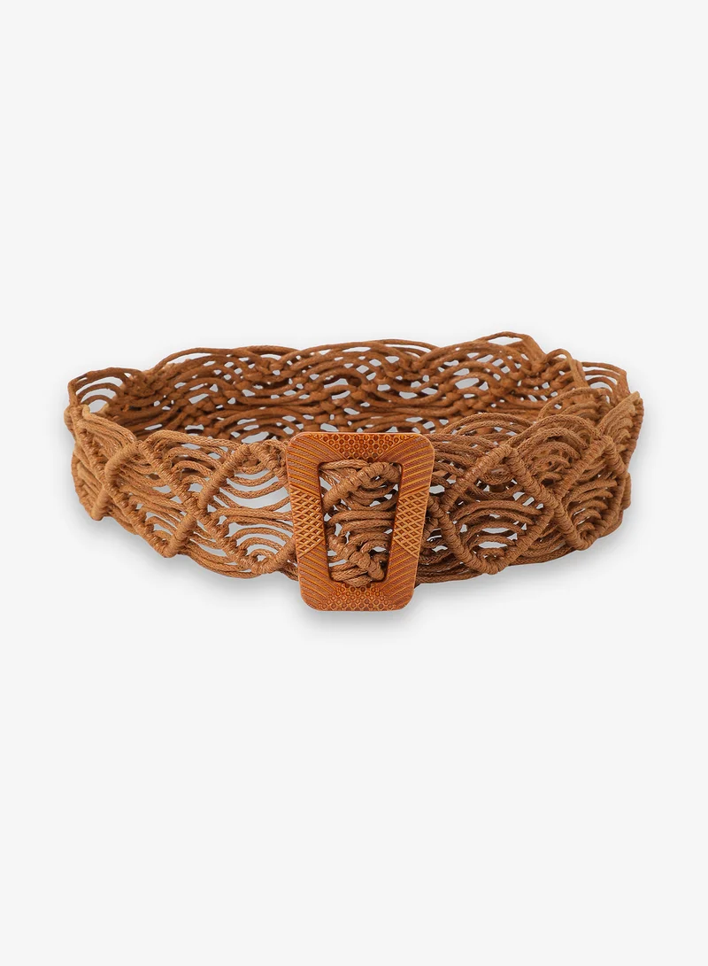 Haute Sauce Tan Textured Waist Belt