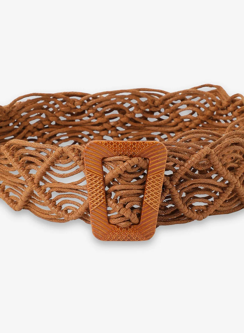 Haute Sauce Tan Textured Waist Belt