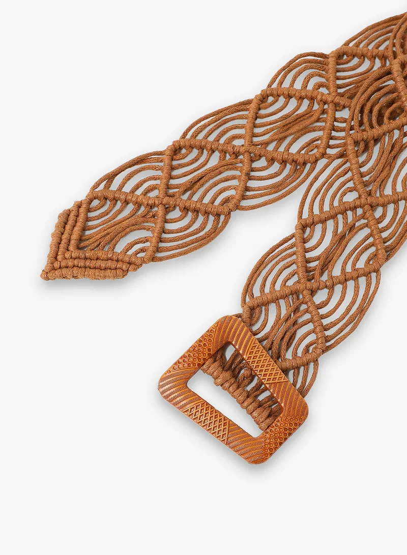 Haute Sauce Tan Textured Waist Belt
