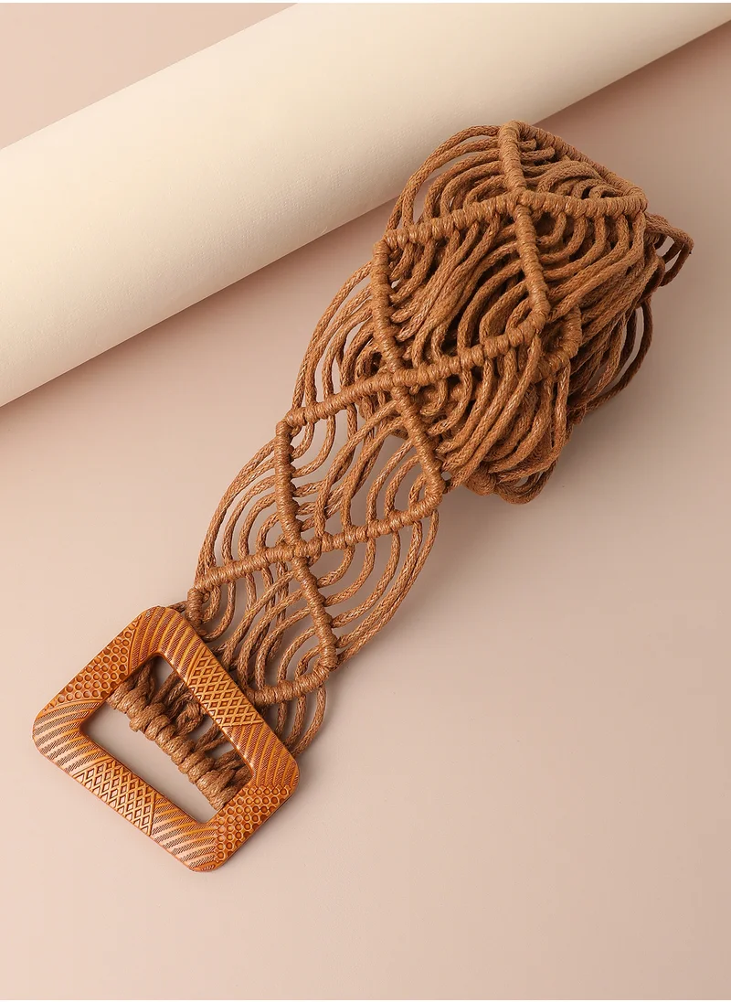 صوص هاوت Tan Textured Waist Belt