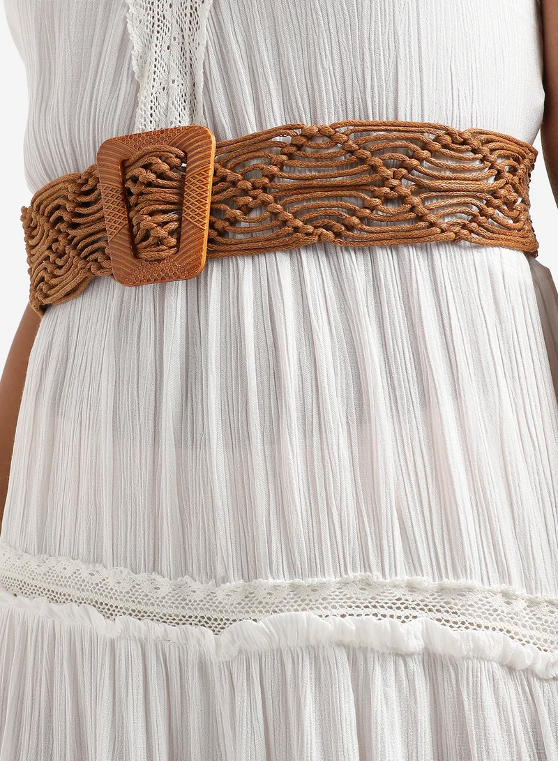 Haute Sauce Tan Textured Waist Belt