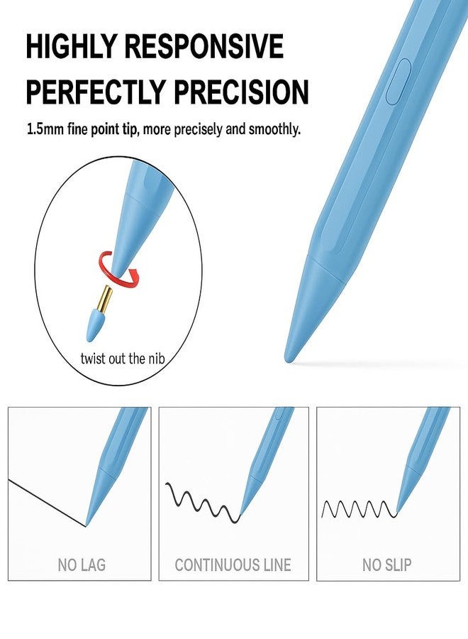 SuitMeeUp Stylus Pen for iPad 11th/10th 2025-2018,2Pack Stylus Pencil Palm Rejection,Tilt Sensitivity Apple Pen for iPad A16/11/10/9/8/7/6th,Pro 12.9"/11"/13" M5/M4,Air 3/4/5/M3/M2,Mini A17/6th/5th-Blue - Image 5