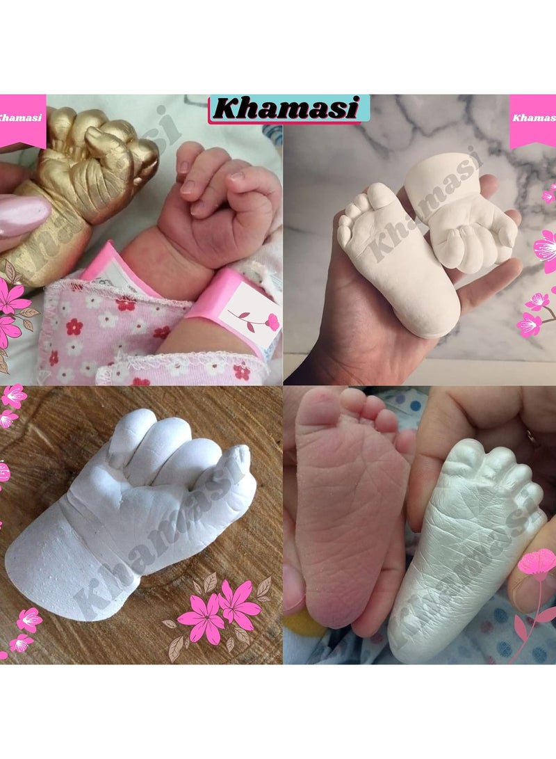 Khamasi 3d baby casting kit for hand and foot, baby hand print and footprint kit, moulding clay molding powder, Newborn Baby and Toddler Hand Impression Foot Impression, (BABY CASTING KIT)  - Image 3