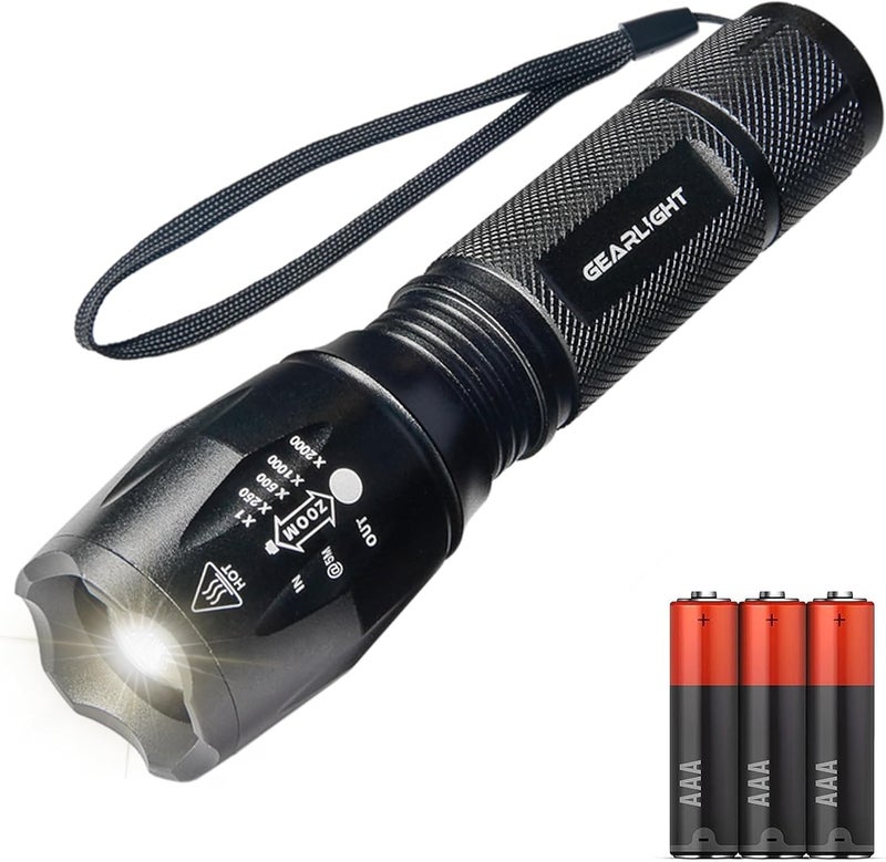 GearLight LED Flashlight Bright, Zoomable Tactical Flashlights with High Lumens and 5 Modes for Emergency and Outdoor Use -Camping Accessories -S1000 - S1000-1 Pack, (Batteries Included) - Image 1