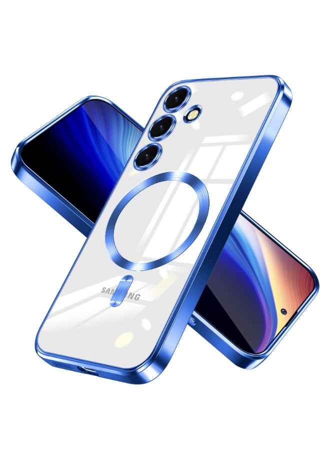 Electroplated Case For Samsung Galaxy A16 Camera Lens Full Protection Compatible with MagSafe Wireless Charging, Shockproof Soft TPU Phone Magnetic Cover (Blue) - Image 1