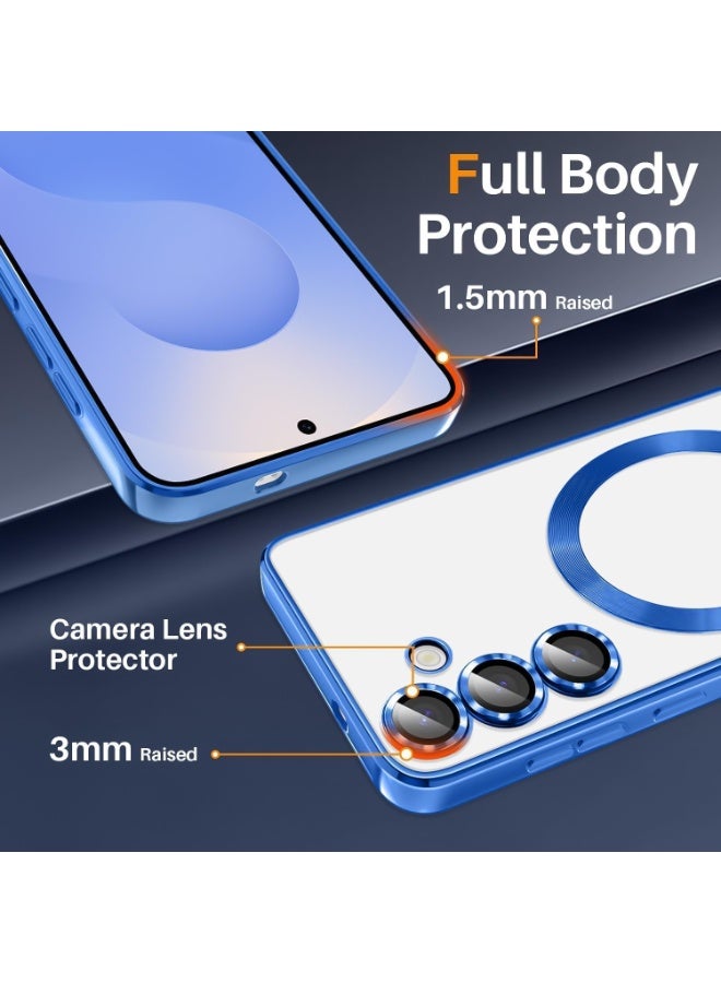 Electroplated Case For Samsung Galaxy A16 Camera Lens Full Protection Compatible with MagSafe Wireless Charging, Shockproof Soft TPU Phone Magnetic Cover (Blue) - Image 4