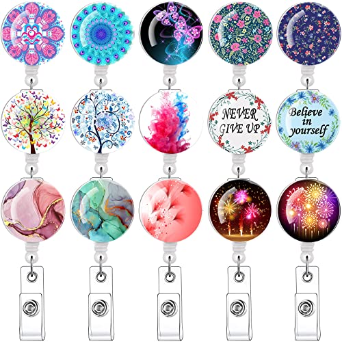 Tamhoo 15Pcs Nurse Badge Reels Cute Retractable Badge Holder with Clip - Image 1