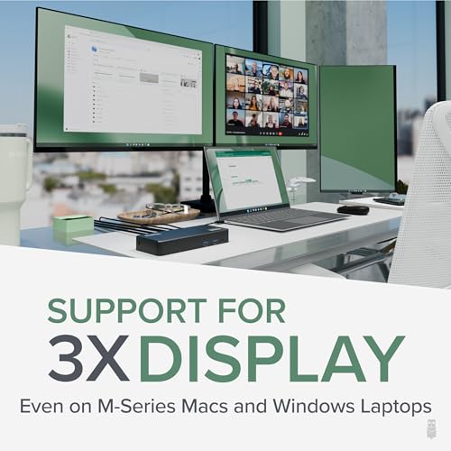 Plugable USB C Triple Display Docking Station | 100W PD, 3x HDMI (1x 4K 30Hz, 2x 1080p 60Hz), 6x USB 5Gbps Ports | Windows, macOS, ChromeOS Compatible - Enhance Productivity with Multi-Monitor Support - Image 3