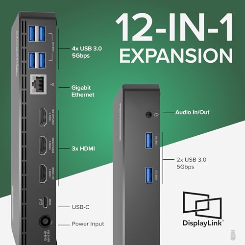 Plugable USB C Triple Display Docking Station | 100W PD, 3x HDMI (1x 4K 30Hz, 2x 1080p 60Hz), 6x USB 5Gbps Ports | Windows, macOS, ChromeOS Compatible - Enhance Productivity with Multi-Monitor Support - Image 4