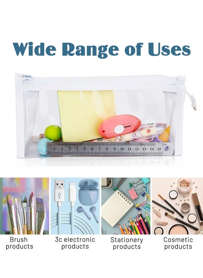 Lemon 4 Pcs Big Capacity Pencil Case, Transparent Pouch, Makeup Bag, Clear Exam Pencil Case, Waterproof Pvc Zippered For Students Adults Teen  - Image 4