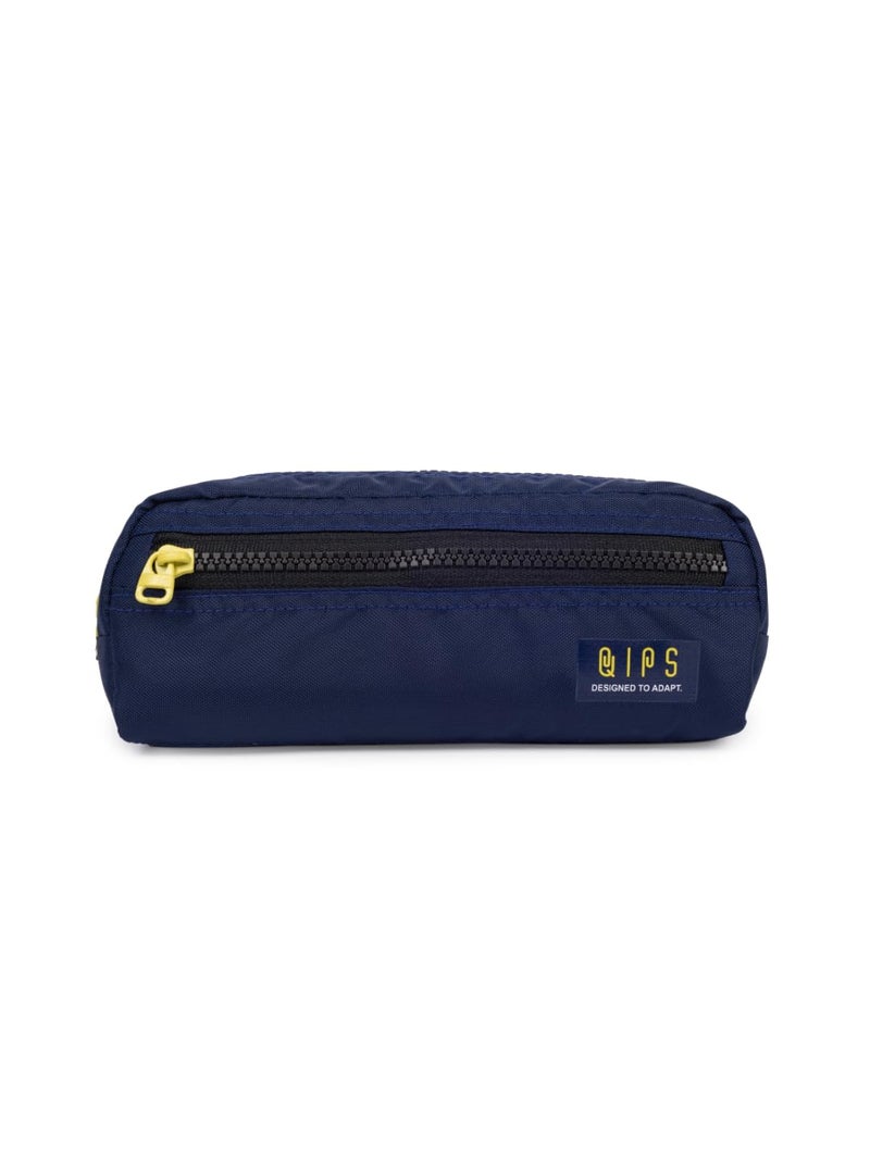 QIPS Multi Utility Durable Polyester Pencil Pouch Bag with Dual Compartments, Smooth Zipper Closure - Ideal for School, Office & Travel Accessories (Navy Blue) - Image 1