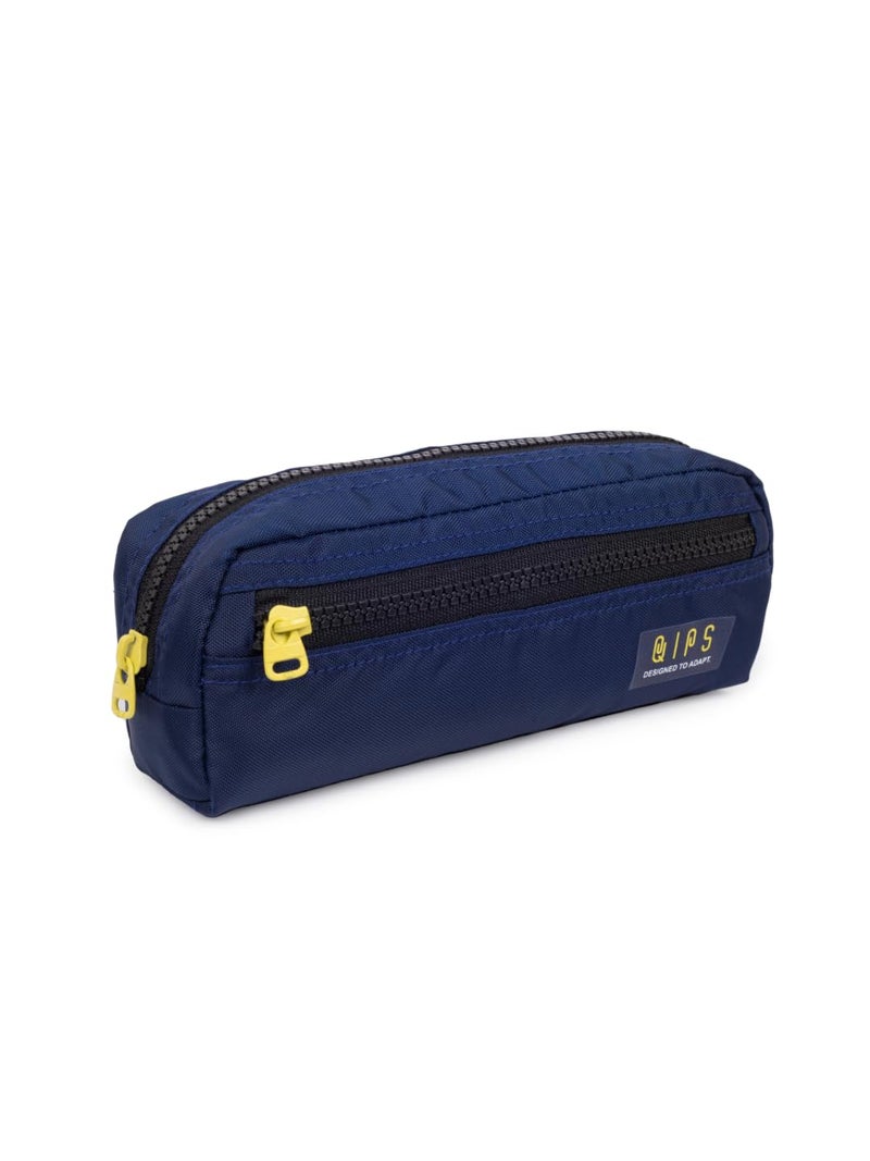 QIPS Multi Utility Durable Polyester Pencil Pouch Bag with Dual Compartments, Smooth Zipper Closure - Ideal for School, Office & Travel Accessories (Navy Blue) - Image 2
