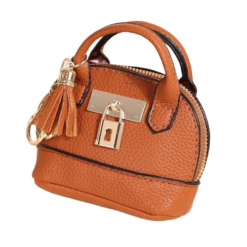 Sanxiner Keychain Coin Purse for Women,Cute Change Purse with Keyring Unique Purse Charms Small Coin Pouch Mini Purses Keychain Wallet with Tassels (Brown) - Image 2