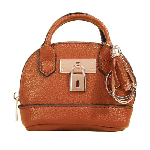 Sanxiner Keychain Coin Purse for Women,Cute Change Purse with Keyring Unique Purse Charms Small Coin Pouch Mini Purses Keychain Wallet with Tassels (Brown) - Image 1