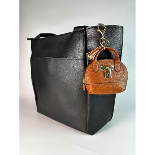 Sanxiner Keychain Coin Purse for Women,Cute Change Purse with Keyring Unique Purse Charms Small Coin Pouch Mini Purses Keychain Wallet with Tassels (Brown) - Image 3