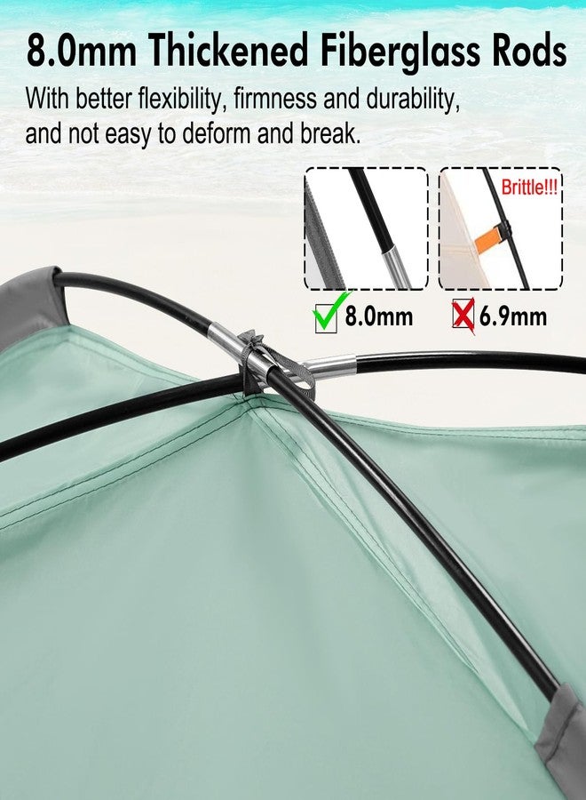 WhiteFang Beach Tent Anti-UV Portable Sun Shade Shelter for 3 Person with Blackout Shelter, Extendable Floor with 3 Ventilating Mesh Windows Plus Carrying Bag, Stakes and Guy Lines (Mint Green) - Image 2