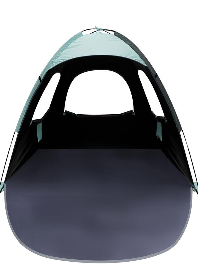 WhiteFang Beach Tent Anti-UV Portable Sun Shade Shelter for 3 Person with Blackout Shelter, Extendable Floor with 3 Ventilating Mesh Windows Plus Carrying Bag, Stakes and Guy Lines (Mint Green) - Image 1