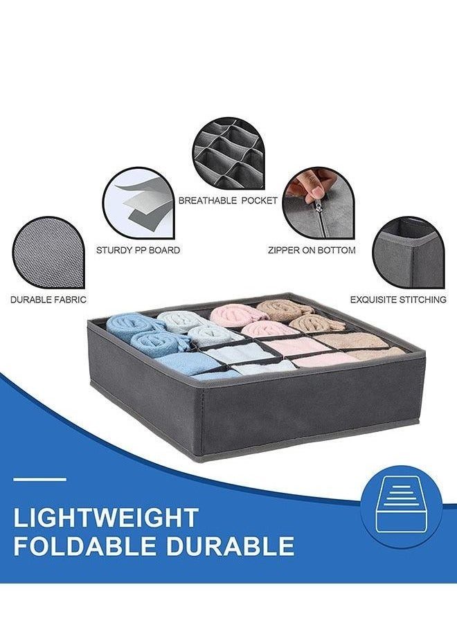 Beauenty 4 Pack Foldable Underwear and Bras Drawer Organizers, Fabric Closet Dresser Drawers Organizers Dividers, Clothing Storage Organizers Box for Lingerie, Panties, Socks, Briefs, Dark Gray  - Image 4
