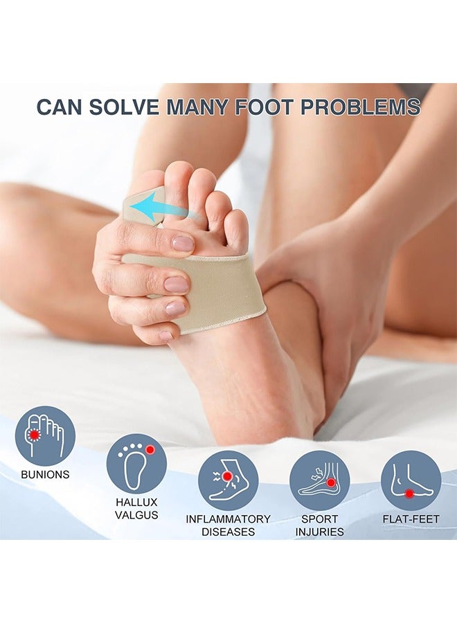 اتش واي 1 زوج مصحح الورم للنساء والرجال ، مصحح أصابع القدم جوارب الورم مريح ومسامي للدعم النهاري / الليلي ، مكواة فرد أصابع القدم الكبيرة لتخفيف الآلام من إبهام القدم (بيج ، متوسط) - Image 4