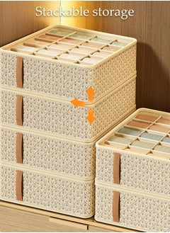 DUNISO 3 Pieces Fabric Closet Storage Organizer Set Foldable Clothes Boxes Large Capacity Wardrobe Stackable Closet Drawer with Handle for Leggings Stockings Socks Underwear  - Image 5