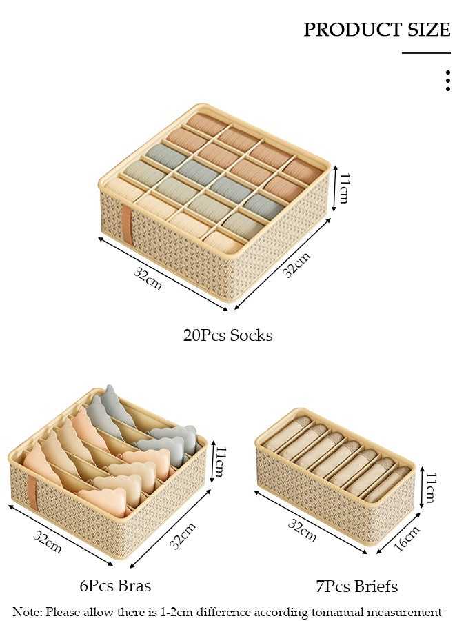 DUNISO طقم منظم تخزين خزانة من القماش مكون من 3 قطع، صناديق ملابس قابلة للطي، خزانة ملابس ذات سعة كبيرة، درج خزانة قابل للتكديس مع مقبض للسراويل الضيقة والجوارب والملابس الداخلية - Image 2