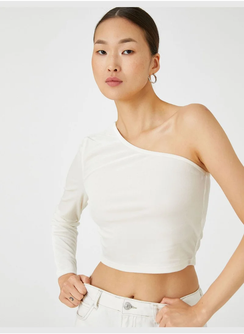 KOTON One Shoulder Slim Fit Crop T-Shirt