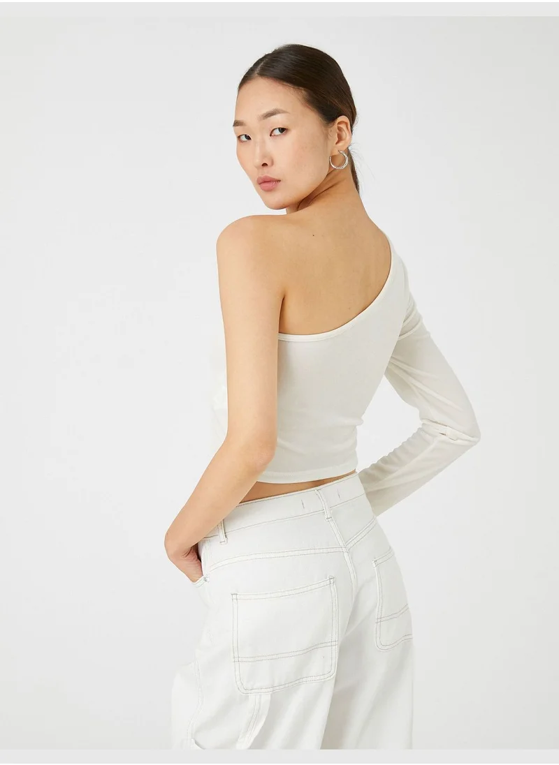 KOTON One Shoulder Slim Fit Crop T-Shirt