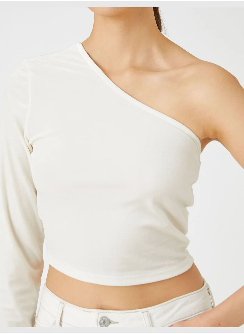 KOTON One Shoulder Slim Fit Crop T-Shirt